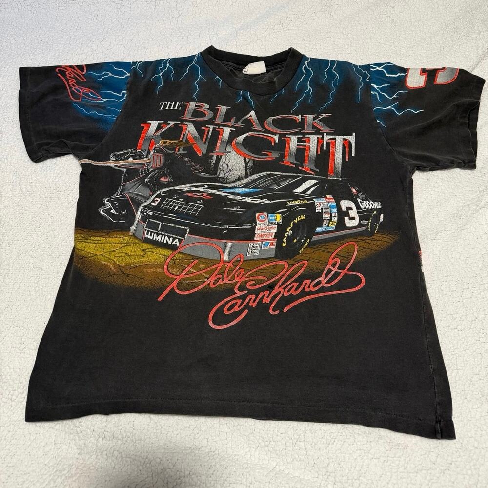 Vintage 90s Dale Earnhardt "The Black Knight" All-Over Print T-Shirt